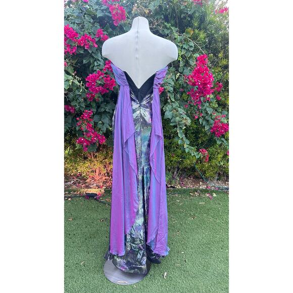 Rene Ruiz Women Strapless Dress |Size 4 | Purple Multicolor Sequin Evening Gown - Picture 3 of 9